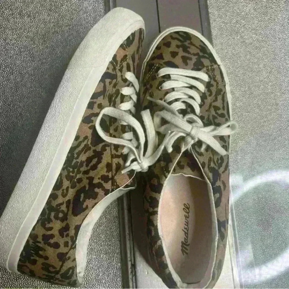 Madewell Sidewalk Low Top Leopard Cheetah Print 
 Sneaker Shoes
